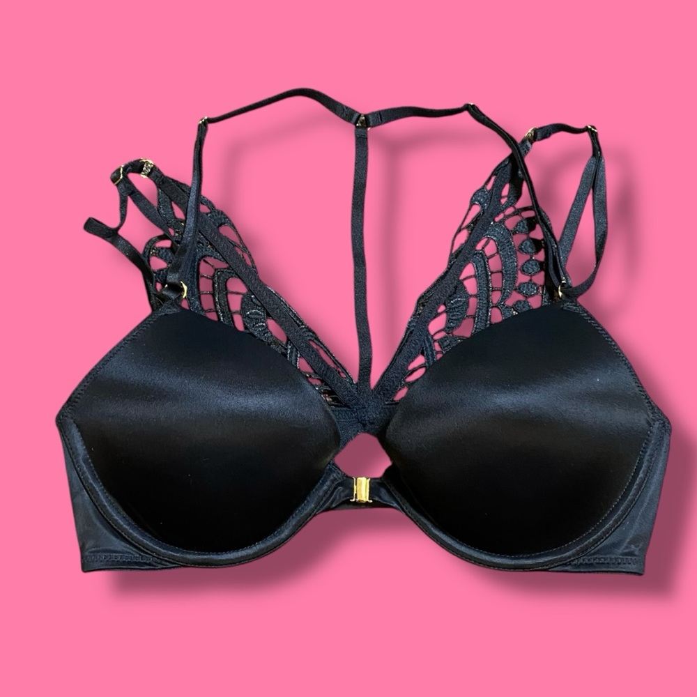 Victorias Secret Black Butterfly Lightly Lined Demi Bra Size 34C - Picture 4 of 8